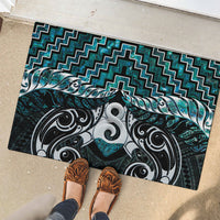 New Zealand Maori Rubber Doormat Poutama Pikorua - Single Twist Paua Shell LT05 - Polynesian Pride