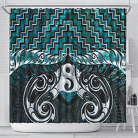 New Zealand Maori Shower Curtain Poutama Pikorua - Single Twist Paua Shell LT05 - Polynesian Pride