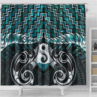 New Zealand Maori Shower Curtain Poutama Pikorua - Single Twist Paua Shell LT05 - Polynesian Pride