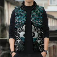 New Zealand Maori Sleeveless Puffer Jacket Poutama Pikorua - Single Twist Paua Shell LT05 - Polynesian Pride