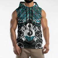 New Zealand Maori Sleeveless Zip Hoodie Poutama Pikorua - Single Twist Paua Shell LT05 - Polynesian Pride