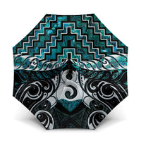 New Zealand Maori Umbrella Poutama Pikorua - Single Twist Paua Shell LT05 One Size Folded 11.42 inch Opened Diameter 37.4 inch Turquoise - Polynesian Pride