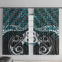 New Zealand Maori Window Curtain Poutama Pikorua - Single Twist Paua Shell LT05 With Hooks Turquoise - Polynesian Pride