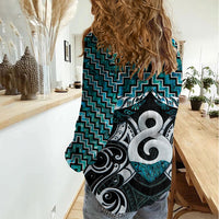 New Zealand Maori Women Casual Shirt Poutama Pikorua - Single Twist Paua Shell LT05 - Polynesian Pride