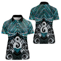 New Zealand Maori Women Polo Shirt Poutama Pikorua - Single Twist Paua Shell LT05 - Polynesian Pride