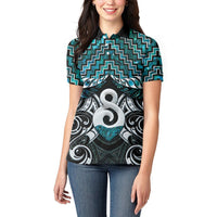 New Zealand Maori Women Polo Shirt Poutama Pikorua - Single Twist Paua Shell LT05 - Polynesian Pride