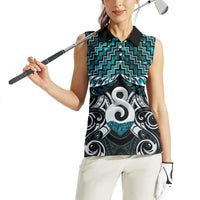 New Zealand Maori Women Sleeveless Polo Shirt Poutama Pikorua - Single Twist Paua Shell LT05 - Polynesian Pride