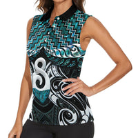 New Zealand Maori Women Sleeveless Polo Shirt Poutama Pikorua - Single Twist Paua Shell LT05 - Polynesian Pride