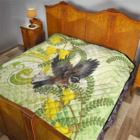 New Zealand Piwakawaka Fantail Bird Quilt With Kowhai Flowers