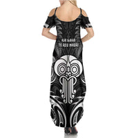 New Zealand Te Reo Maori Family Matching Summer Maxi Dress and Hawaiian Shirt Korero Maori Ai Au