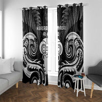 New Zealand Te Reo Maori Window Curtain Korero Maori Ai Au LT05 With Grommets Black - Polynesian Pride