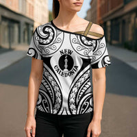 New Caledonia Day Cross Shoulder Shirt Polynesian Curves White Color - Polynesian Pride