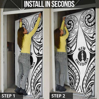 New Caledonia Day Door Cover Polynesian Curves White Color - Polynesian Pride