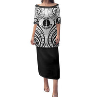 New Caledonia Day Family Matching Puletasi and Hawaiian Shirt Polynesian Curves White Color - Polynesian Pride