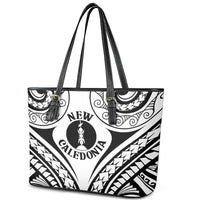 New Caledonia Day Leather Tote Bag Polynesian Curves White Color LT05 - Polynesian Pride