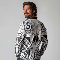 New Caledonia Day Long Sleeve Polo Shirt Polynesian Curves White Color - Polynesian Pride