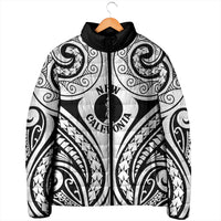 New Caledonia Day Padded Jacket Polynesian Curves White Color - Polynesian Pride