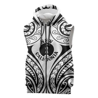 New Caledonia Day Sleeveless Zip Hoodie Polynesian Curves White Color LT05 White - Polynesian Pride