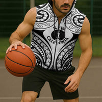 New Caledonia Day Sleeveless Zip Hoodie Polynesian Curves White Color LT05 - Polynesian Pride