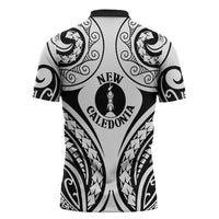 New Caledonia Day Zipper Polo Shirt Polynesian Curves White Color LT05 - Polynesian Pride