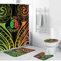 New Caledonia Day Bathroom Set Polynesian Curves Reggae Color - Polynesian Pride