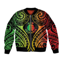 New Caledonia Day Bomber Jacket Polynesian Curves Reggae Color - Polynesian Pride