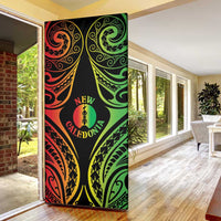 New Caledonia Day Door Cover Polynesian Curves Reggae Color - Polynesian Pride