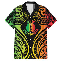 New Caledonia Day Family Matching Off Shoulder Short Dress and Hawaiian Shirt Polynesian Curves Reggae Color - Polynesian Pride