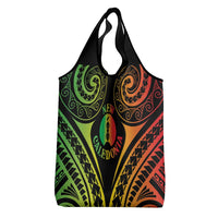 New Caledonia Day Grocery Bag Polynesian Curves Reggae Color - Polynesian Pride