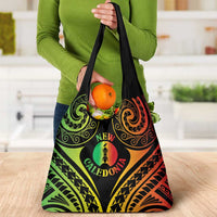 New Caledonia Day Grocery Bag Polynesian Curves Reggae Color - Polynesian Pride