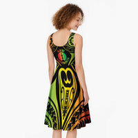 New Caledonia Day Midi Dress Polynesian Curves Reggae Color - Polynesian Pride