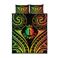 New Caledonia Day Quilt Bed Set Polynesian Curves Reggae Color - Polynesian Pride