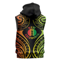 New Caledonia Day Sleeveless Hoodie Polynesian Curves Reggae Color - Polynesian Pride