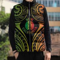 New Caledonia Day Sleeveless Puffer Jacket Polynesian Curves Reggae Color - Polynesian Pride