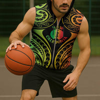 New Caledonia Day Sleeveless Zip Hoodie Polynesian Curves Reggae Color LT05 - Polynesian Pride