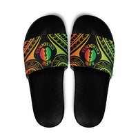 New Caledonia Day Slide Sandals Polynesian Curves Reggae Color - Polynesian Pride
