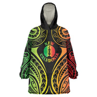 New Caledonia Day Wearable Blanket Hoodie Polynesian Curves Reggae Color LT05 One Size Reggae - Polynesian Pride