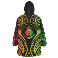 New Caledonia Day Wearable Blanket Hoodie Polynesian Curves Reggae Color LT05 - Polynesian Pride