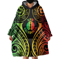 New Caledonia Day Wearable Blanket Hoodie Polynesian Curves Reggae Color LT05 - Polynesian Pride
