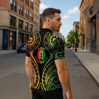 New Caledonia Day Zipper Polo Shirt Polynesian Curves Reggae Color LT05 - Polynesian Pride