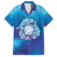 Marshall Islands Manit Day Family Matching Summer Maxi Dress and Hawaiian Shirt Tribal Dolphin With Marshall Seal - Polynesian Pride