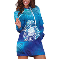 Marshall Islands Manit Day Hoodie Dress Tribal Dolphin With Marshall Seal LT05 Blue - Polynesian Pride