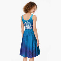 Marshall Islands Manit Day Midi Dress Tribal Dolphin With Marshall Seal - Polynesian Pride