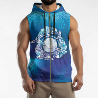 Marshall Islands Manit Day Sleeveless Zip Hoodie Tribal Dolphin With Marshall Seal LT05 - Polynesian Pride