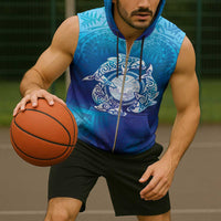 Marshall Islands Manit Day Sleeveless Zip Hoodie Tribal Dolphin With Marshall Seal LT05 - Polynesian Pride
