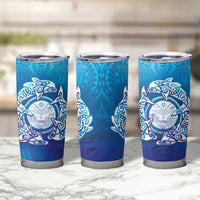 Marshall Islands Manit Day Tumbler Cup Tribal Dolphin With Marshall Seal - Polynesian Pride