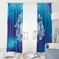 Marshall Islands Manit Day Window Curtain Tribal Dolphin With Marshall Seal - Polynesian Pride