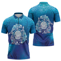 Marshall Islands Manit Day Zipper Polo Shirt Tribal Dolphin With Marshall Seal LT05 - Polynesian Pride