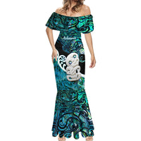 Aotearoa New Zealand Mermaid Dress Paua Shell Fern Koru With Maori Hei Tiki LT05 - Polynesian Pride