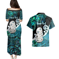 Personalized Aotearoa New Zealand Couples Matching Puletasi Dress and Hawaiian Shirt Paua Shell Fern Koru With Maori Hei Tiki LT05 - Polynesian Pride